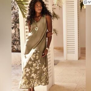 J. Jill Sage Floral Maxi Dress